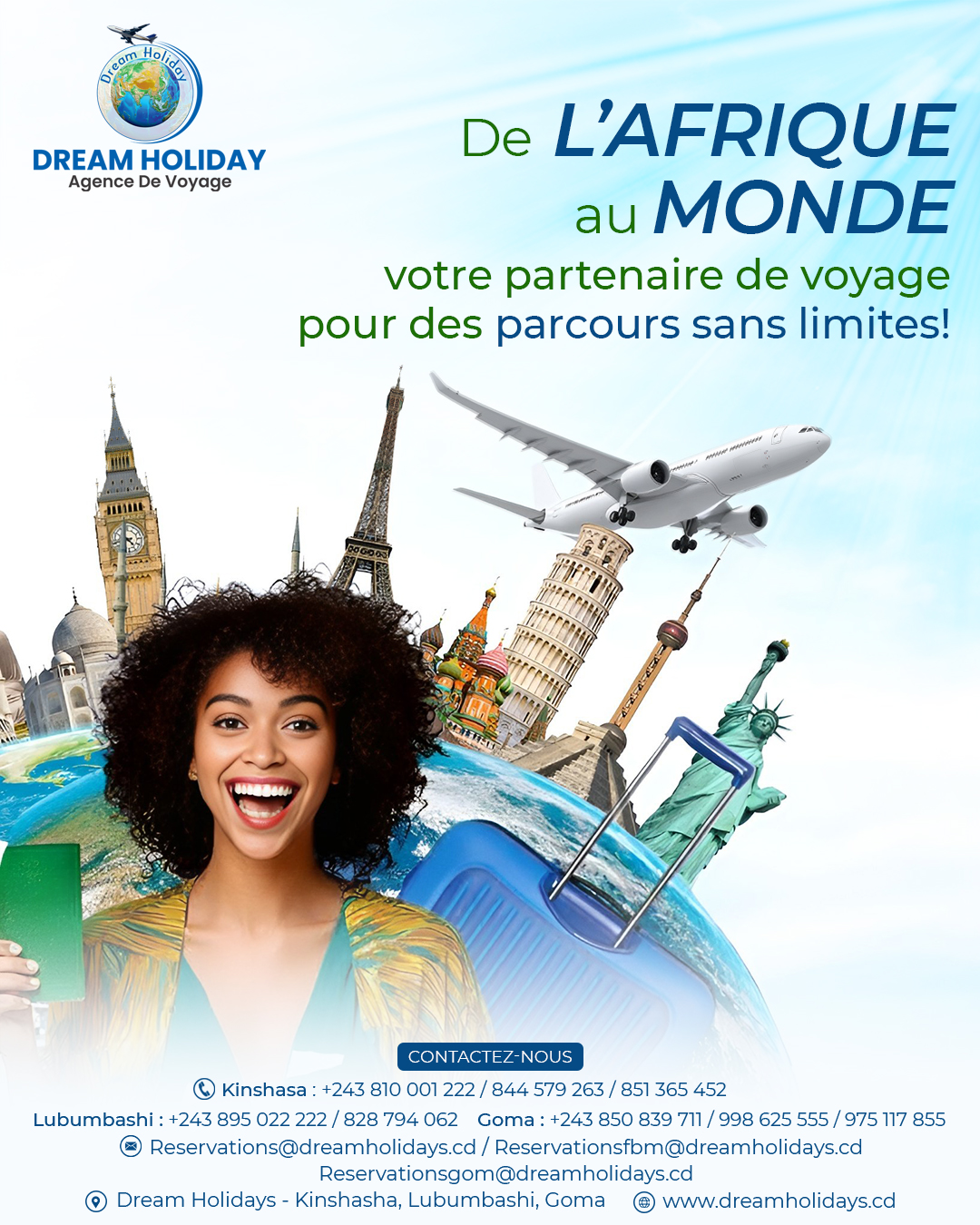 🌍 Dream Holiday – Votre Agence de Voyage en Afrique : De l’Afrique au Monde, Voyages Sans Limites !