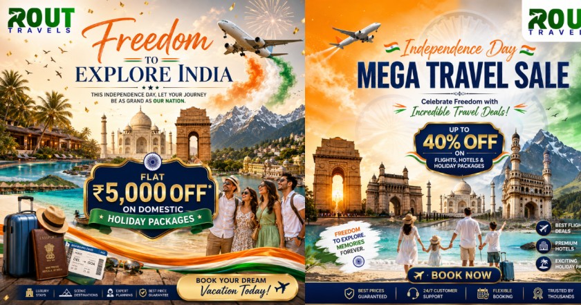 Independence Day Travel Offers 2026 | Up to 50% OFF Holiday Packages | ROUT TRAVELS