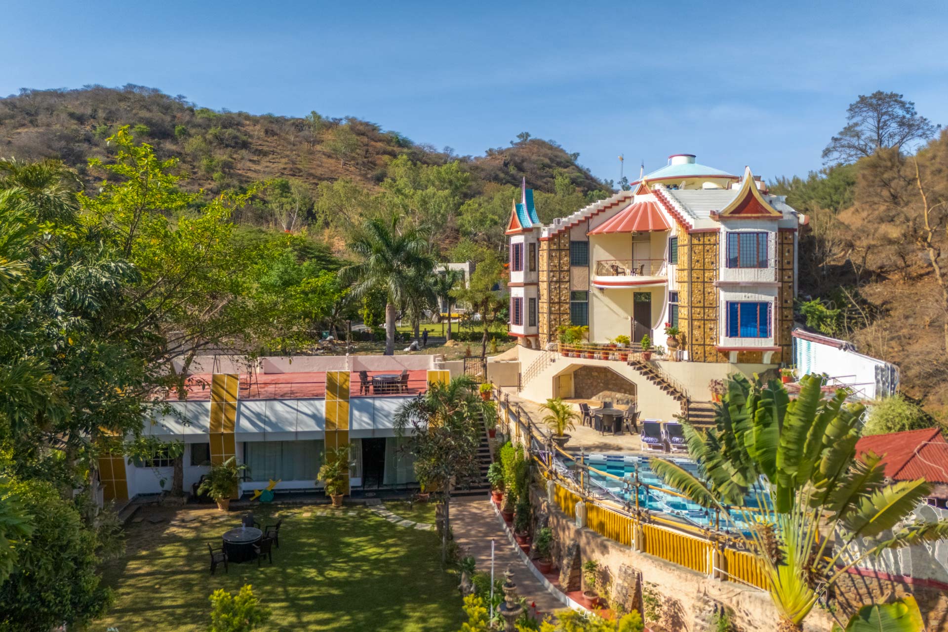 Blue Marble Villa in Udaipur | Luxury 5 BHK Private Pool Villa with Mountain Views