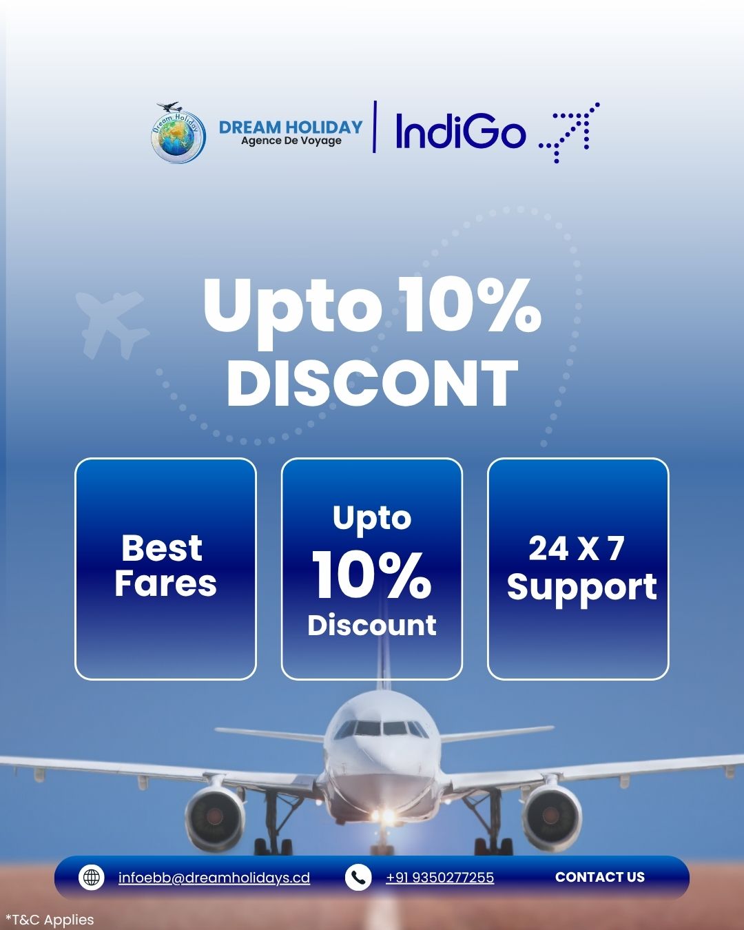 Upto 10% Discount on Indigo